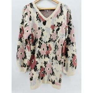 Jacquie The Label gold sparkle floral sweater Size medium Boho Glam Holiday